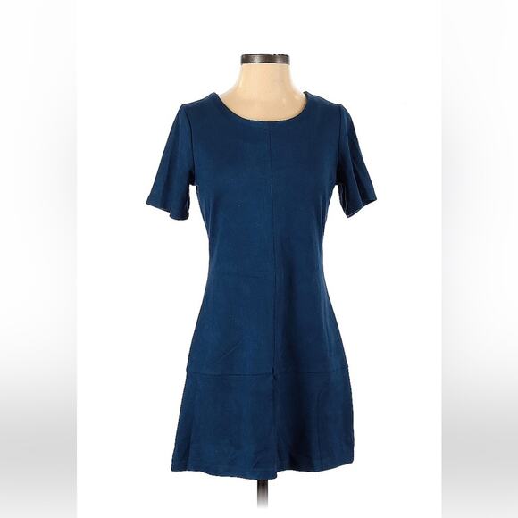Paper Crane drop waist blue faux suede dress, size small - Picture 1 of 9